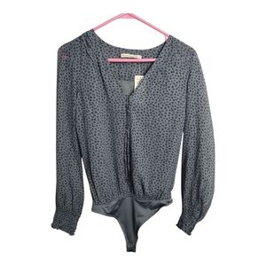 Abercrombie & Fitch Animal‎ Print Sheer Chiffon V Neck Office Bodysuit Blouse S